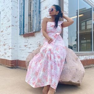 Lace one shoulder maxi dress